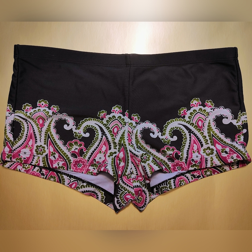 Athleta Black and Pink Paisley Swim One Piece